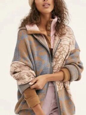 Free People In Bloom Cardigan Hoodie Small Zip-Up Sweater Jacket Boho EUC